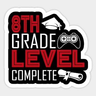 8th Grade Level Complete Student School Closing Gifts Gamer T-Shirt Sticker